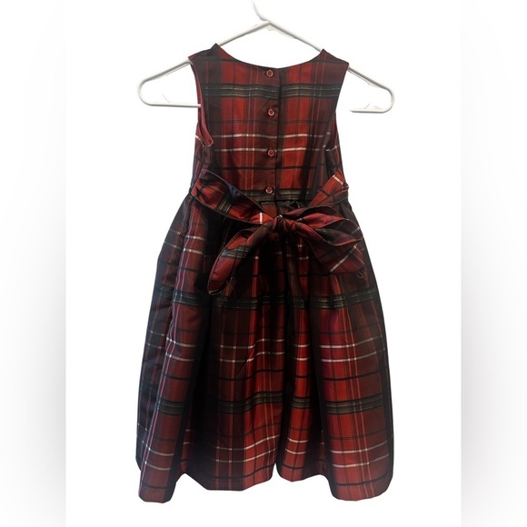 Pippa & Julie 6X Sateen Red Plaid Holiday Chain Belted Tie Bow Dress - Picture 4 of 9